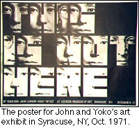 The poster for John and Yoko's art exhibit in Syracuse, NY, Oct 1971.